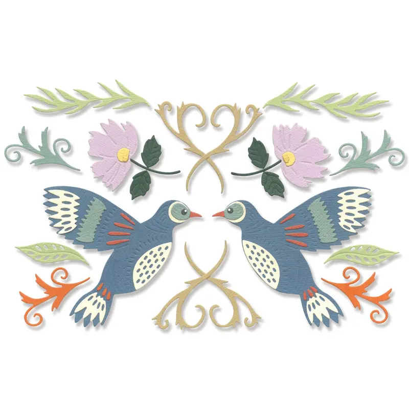 Birds And Blossoms Thinlits Die Collection (16-Piece) By Sizzix 1