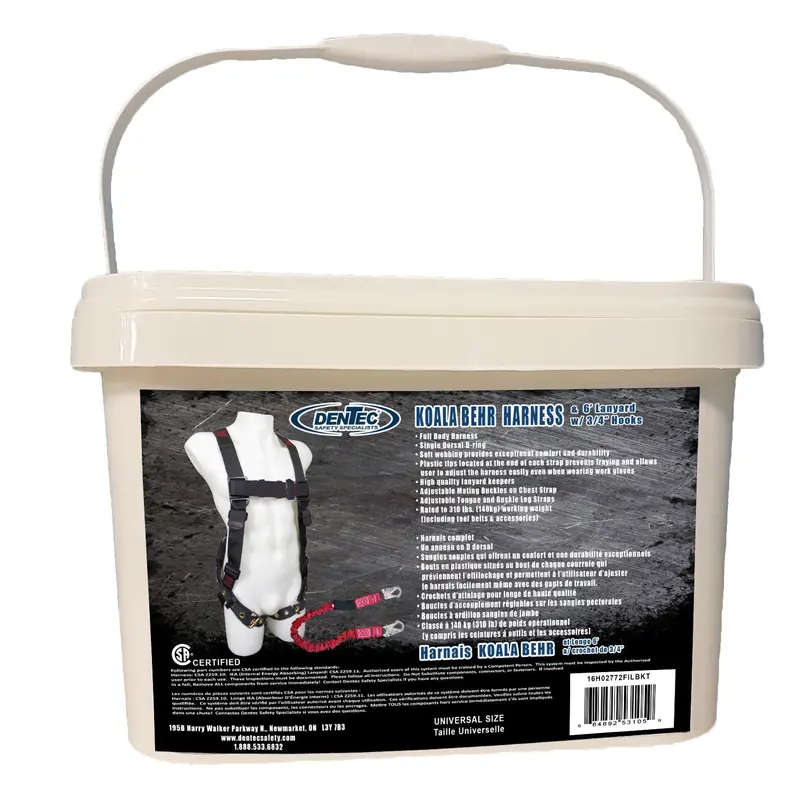 Dentec Koala Behr Fall Protection Harness With 6-Foot Lanyard – Bucket Kit 1