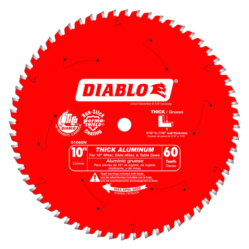 Diablo 10-Inch 60-Tooth Carbide-Tipped Blade For Thick Aluminum Cutting 1