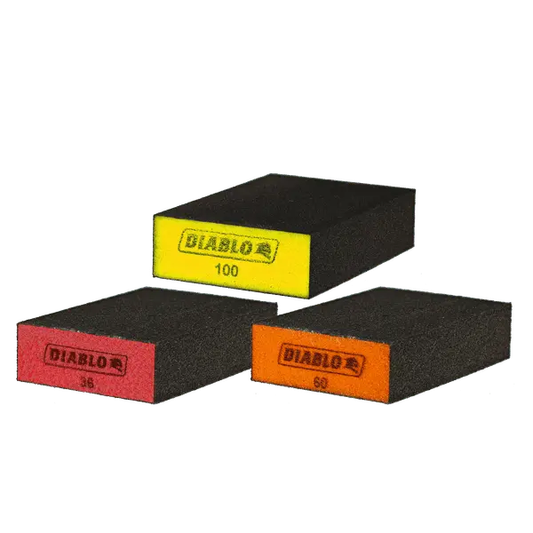 Diablo 4" X 2-1/2" X 1" Assorted-Grit Flat-Edge Sanding Sponges (3-Pack) 1