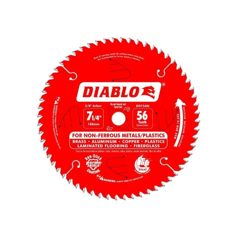 Diablo 7-1/4" 56-Tooth Non-Ferrous & Plastic Cutting Saw Blade (D0756N) 1