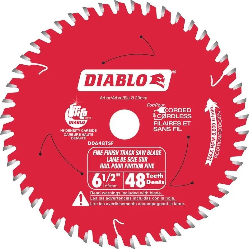 Diablo D0648Tsf 6-1/2" 48-Tooth Track Saw Blade For Fine Woodworking And Plywood 1