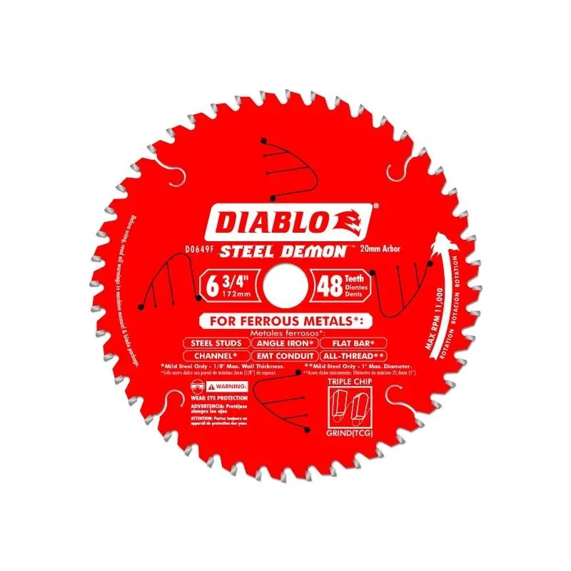 Diablo D0649F 6-3/4" 48-Tooth Steel Demon Metal-Cutting Circular Saw Blade 1