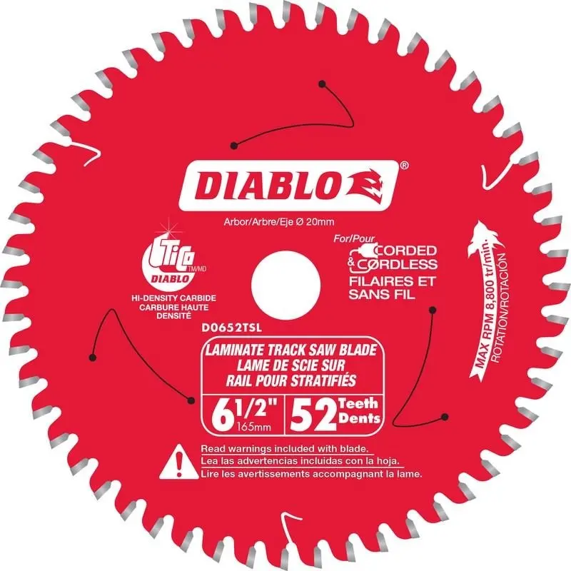 Diablo D0652Tsl 6-1/2" 52-Tooth Track Saw Blade For Laminate Cutting 1