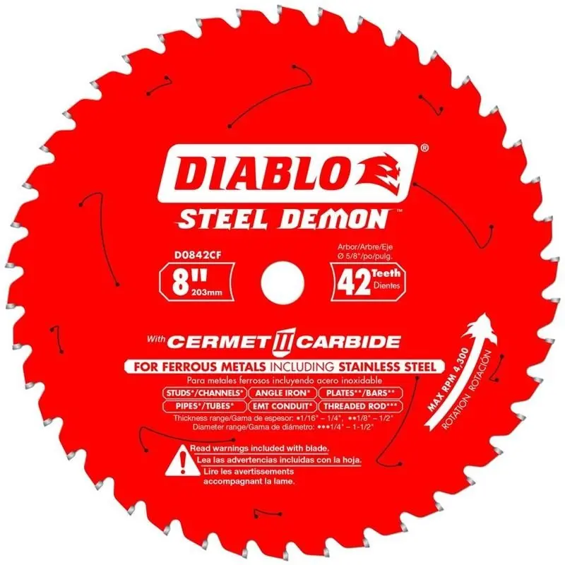 Diablo D0842Cf 8" 42-Tooth Cermet Blade – For Cutting Metal & Stainless Steel 1