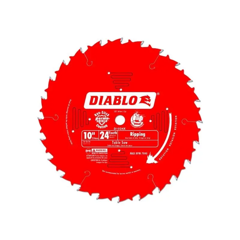 Diablo D1024X 10" 24-Tooth Rip-Cut Circular Saw Blade For Fast Wood Cutting 1