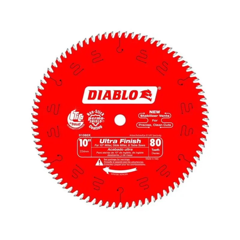 Diablo D1080X 10" 80-Tooth Ultra-Finish Circular Saw Blade For Smooth Cuts 1