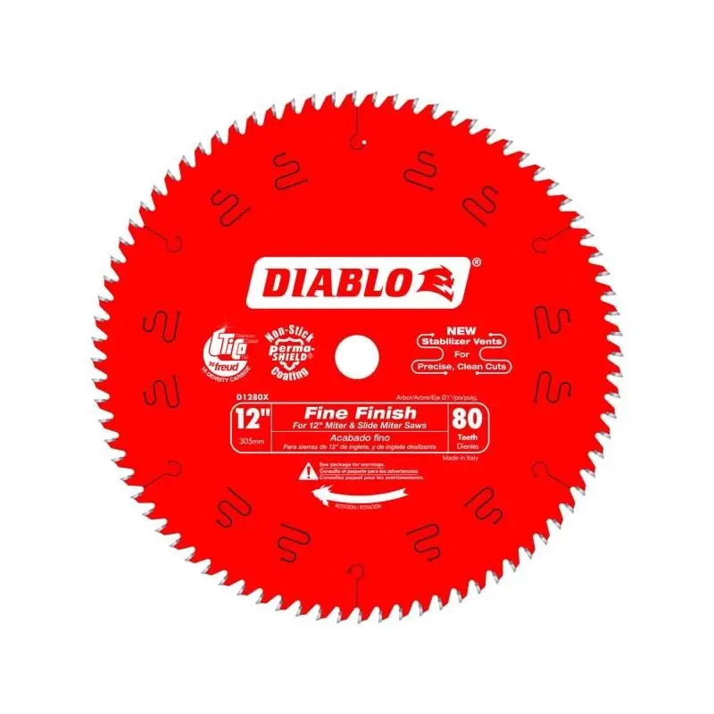 Diablo D1280X 12" 80-Tooth Fine-Finish Circular Saw Blade For Clean Crosscuts 1