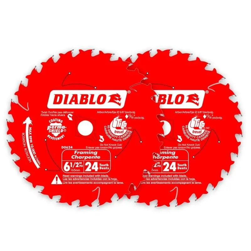Diablo Do624Px Double-Pack 6.5-Inch 24-Tooth Framing And Trim Saw Blade 1