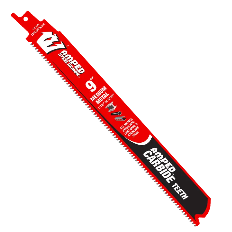 Diablo Ds0910Cfa3 9" 10Tpi Amped™ Steel Demon™ Carbide Reciprocating Saw Blades – Medium Metal Cutting (3-Pack) 1
