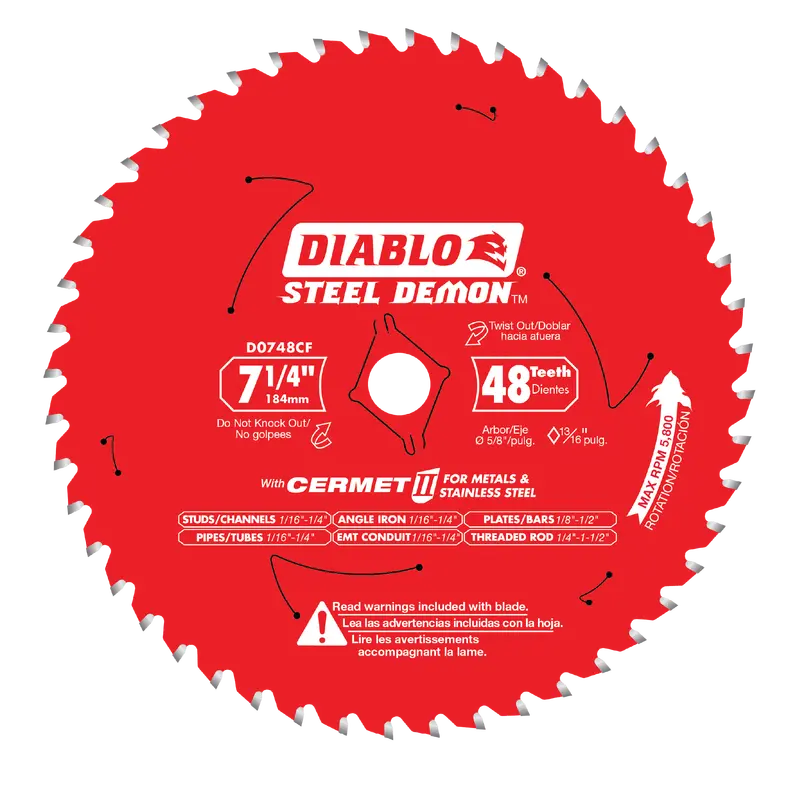 Diablo Steel Demon Cermet Ii Saw Blade – 7-1/4-Inch, 48-Tooth, Optimized For Medium Metal Cutting 1