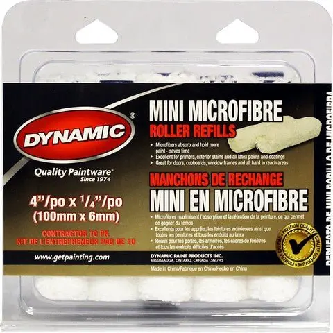 Dynamic 10-Pack Microfiber Mini Roller Covers – 4" X 1/4" Nap (100Mm X 6Mm) 1