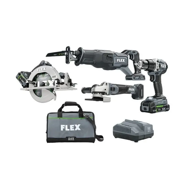 Flex Fxm402-2B 24V Four-Tool Cordless Power Tool Combo Set – Premium Version 1