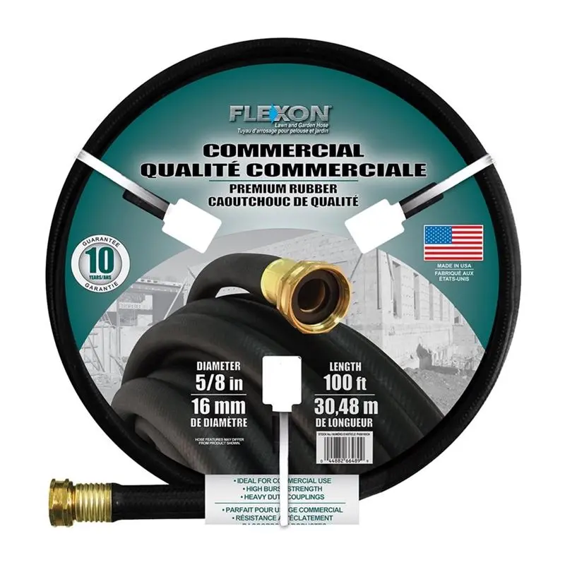 Flexon 5/8" X 100Ft Premium Garden Hose – Reinforced Rubber Core 1