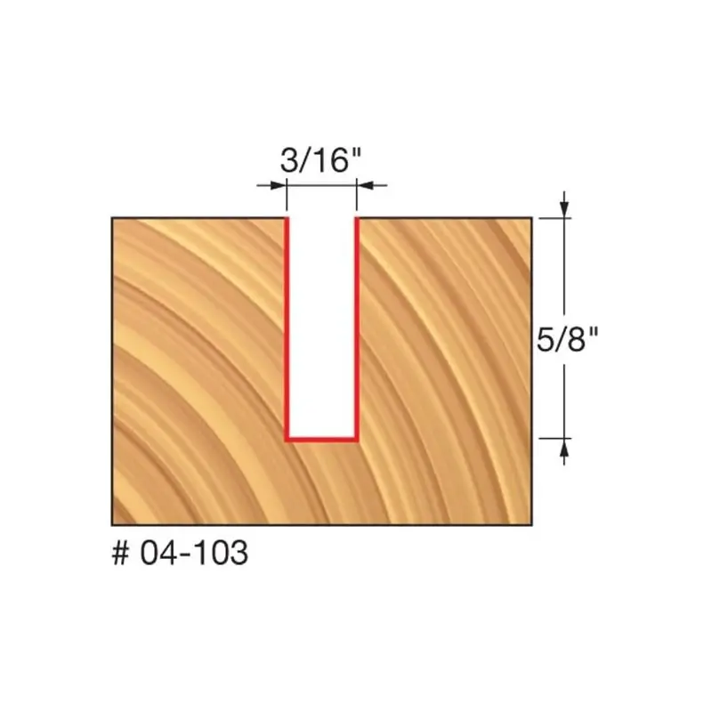 Freud 04-103 3/16" Diameter Double-Flute Straight Router Bit 1