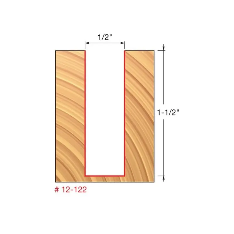 Freud 12-122 1/2" Diameter Double-Grind Double-Flute Straight Router Bit 1