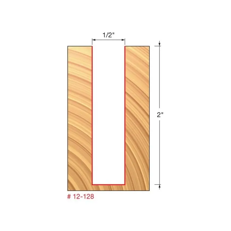 Freud 12-128 Double-Grind Straight Router Bit – 1/2" Diameter 1