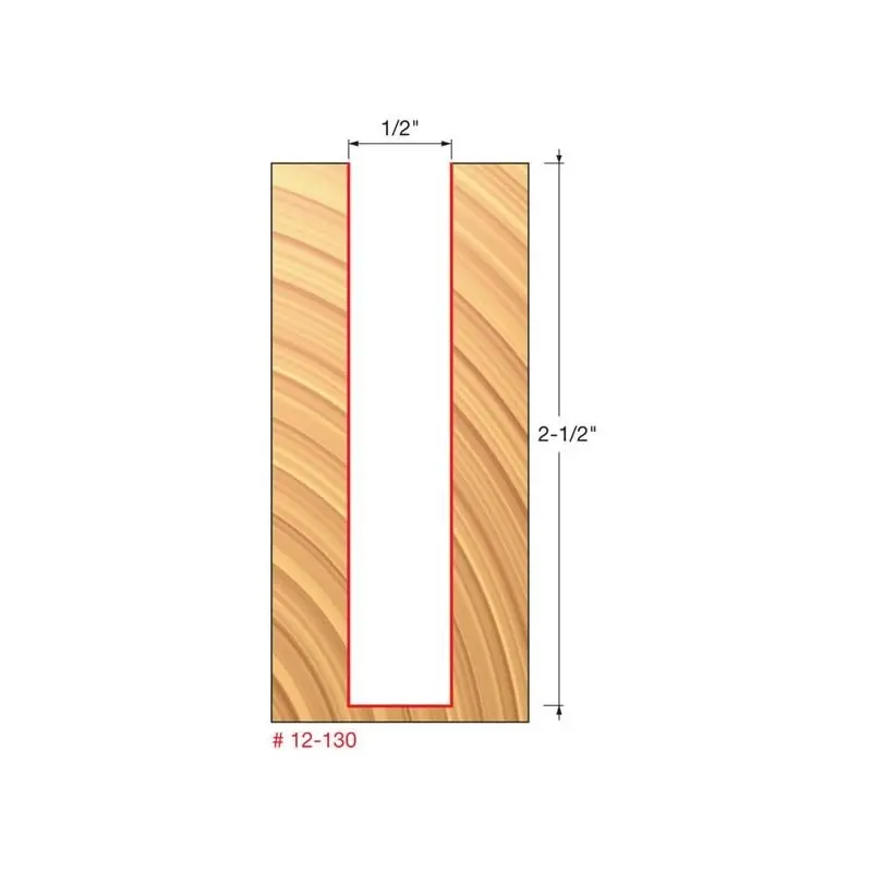 Freud 12-130 Double-Grind Straight Bit — 1/2" Diameter, Extended Tool Life 1
