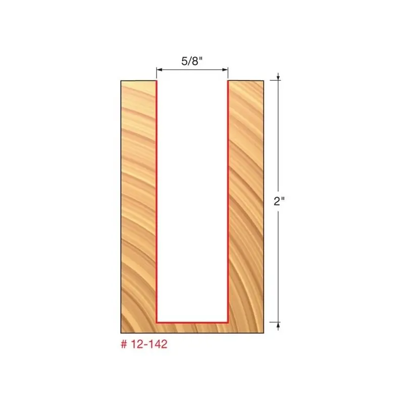 Freud 12-142 5/8" Diameter Double-Grind Double-Flute Straight Router Bit 1