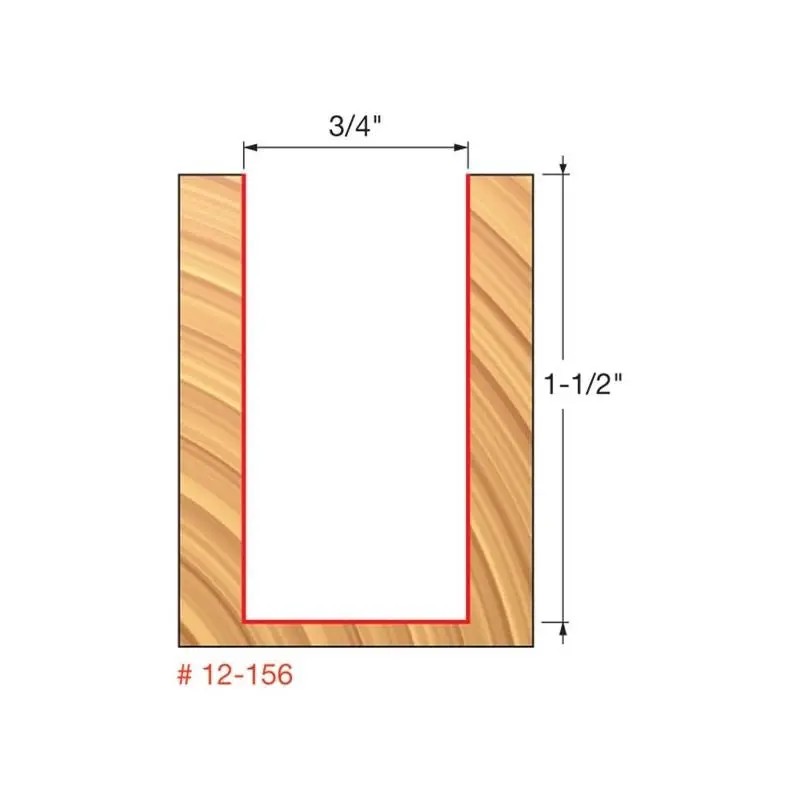 Freud 12-156 3/4" Double-Grind Double-Flute Straight Router Bit 1