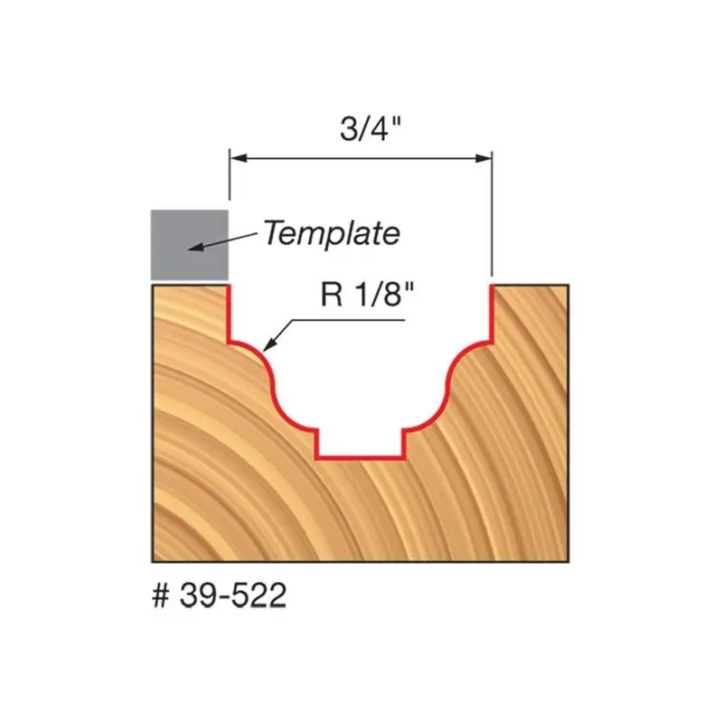 Freud 39-522 Top-Bearing Fillet Ogee Bit — 1/8" Radius, Groove & Decorative Trim 1
