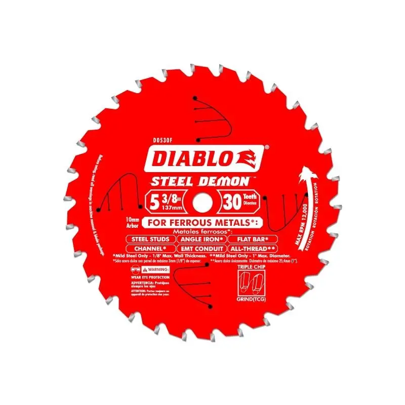 Freud 5-3/8" 30-Tooth Steel Demon Metal-Cutting Saw Blade – 10Mm Arbor (D0530F) 1