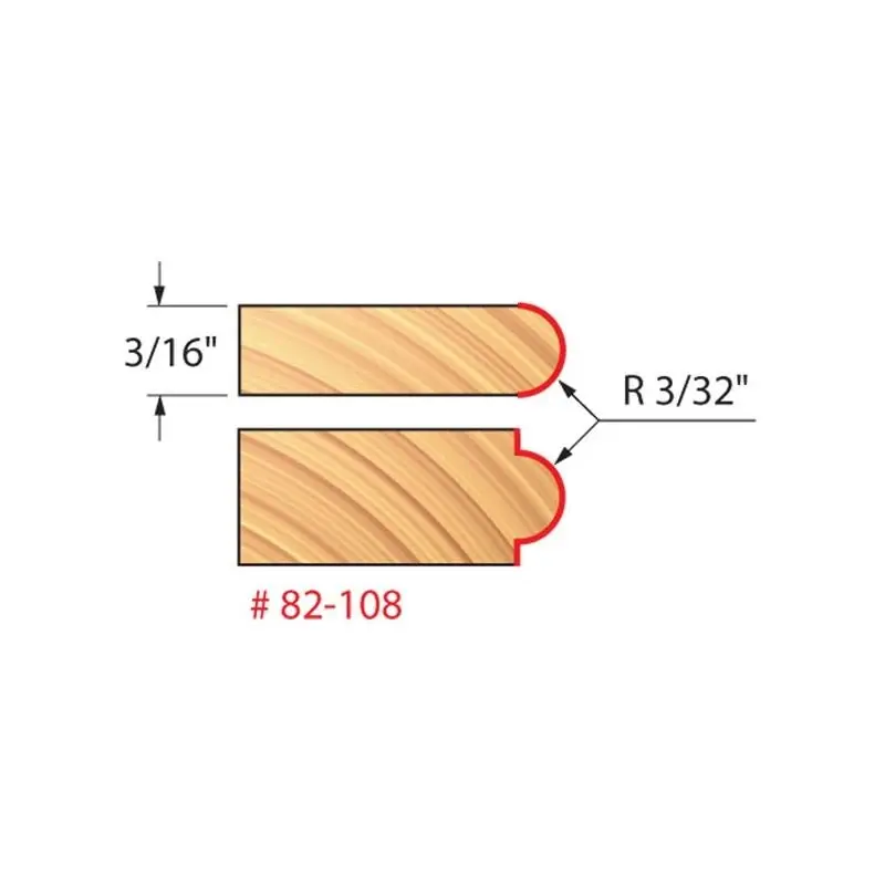 Freud 82-108 3/32" Radius Half-Round Router Bit 1