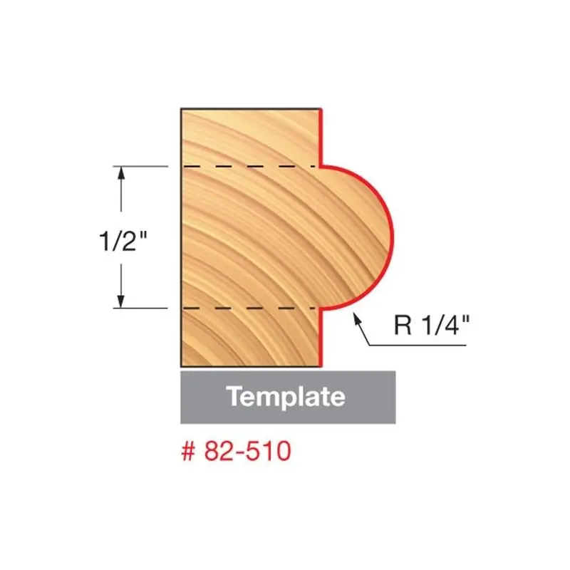 Freud 82-510 Half-Round Router Bit With Top Bearing – 1/4" Radius 1