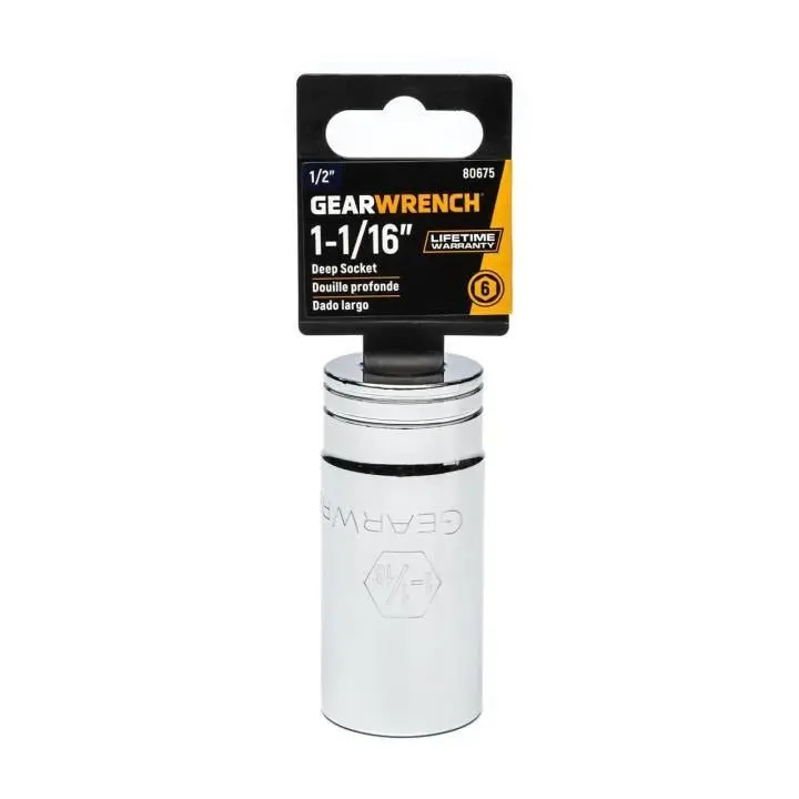 Gearwrench 1/2" Drive 6-Point Deep Sae Socket – 1-1/16" (Model 80675) 1