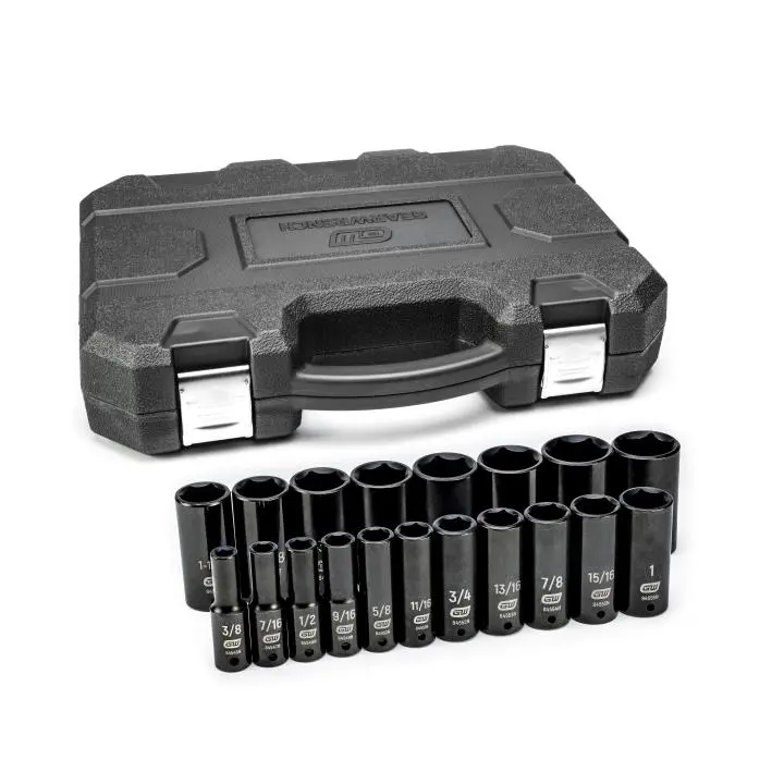 Gearwrench 19-Piece 1/2" Drive 6-Point Deep Impact Socket Set – Sae Standard 1