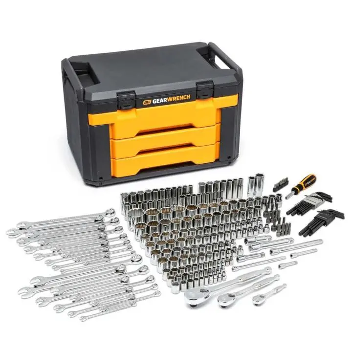 Gearwrench 219-Piece Professional Mechanics Tool Set – Organized In 3-Drawer Storage System 1