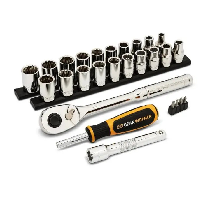 Gearwrench 27-Piece Mechanics Tool Set — 1/2" Drive, 12-Point Sae/Metric 1