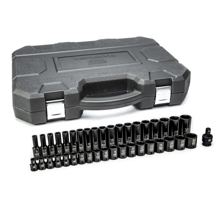 Gearwrench 39-Piece 1/2" Drive Impact Socket Set – Metric, 6-Point Standard & Deep 1