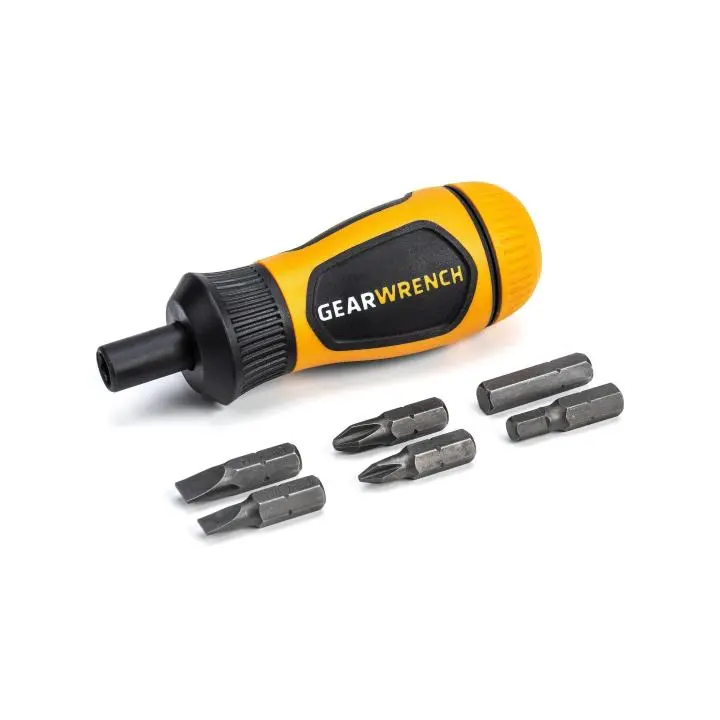 Gearwrench 6-In-1 Stubby Ratcheting Multi-Bit Screwdriver 1