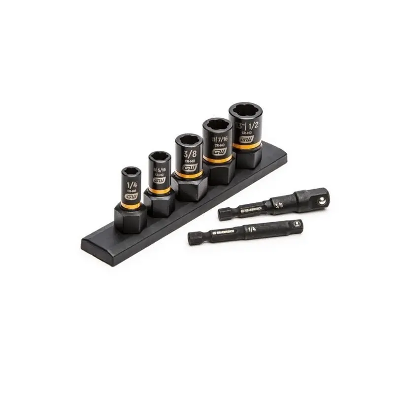 Gearwrench 7-Piece Bolt Biter Impact Socket Set – 1/4" & 3/8" Drive, Sae 1