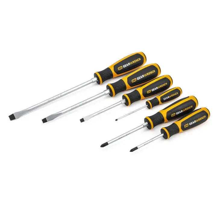 Gearwrench 80050H 6-Piece Standard Screwdriver Set – Phillips And Slotted With Comfort Dual-Material Design 1