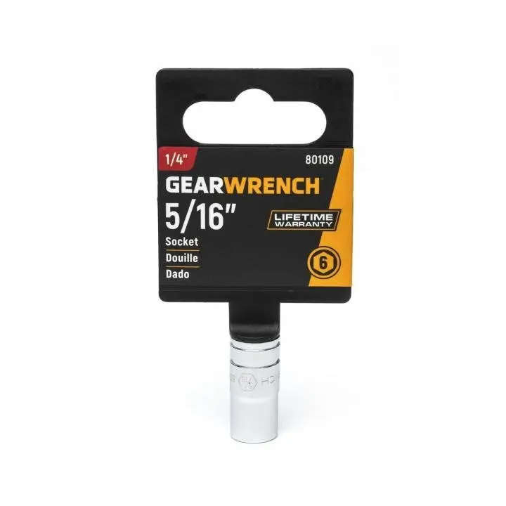Gearwrench 80109 1/4" Drive 6-Point Standard Sae Socket — 5/16" 1