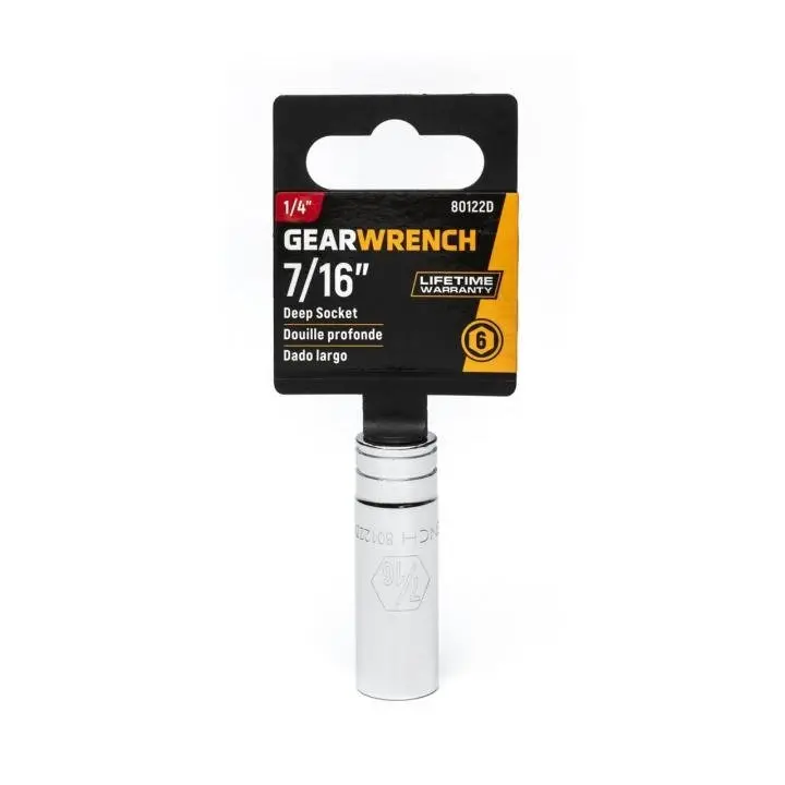 Gearwrench 80122D 1/4" Drive 6-Point Deep Sae Socket — 7/16" 1