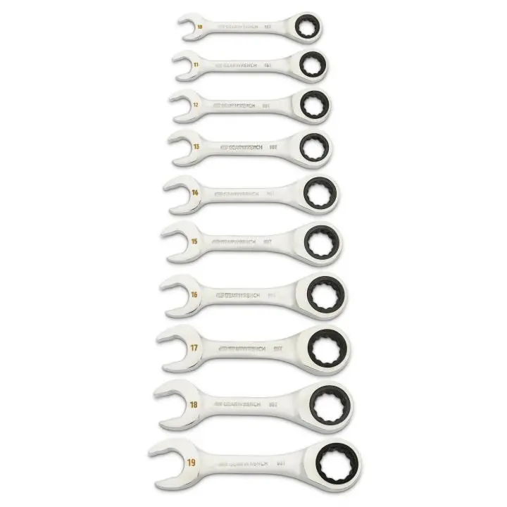 Gearwrench 86850 10-Piece Metric Stubby Ratcheting Combination Wrench Set – Low-Profile Fit 1
