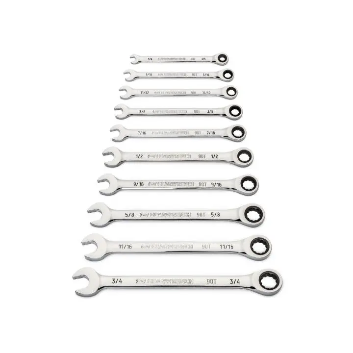 Gearwrench 90-Tooth Ratcheting Combination Wrench Set – 10-Piece Sae 1