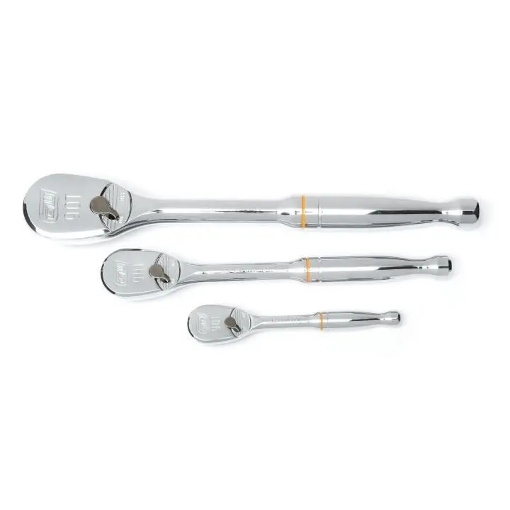 Gearwrench 90-Tooth Teardrop Ratchet Set – 3-Piece, Dual-Drive (1/4", 3/8", 1/2") 1
