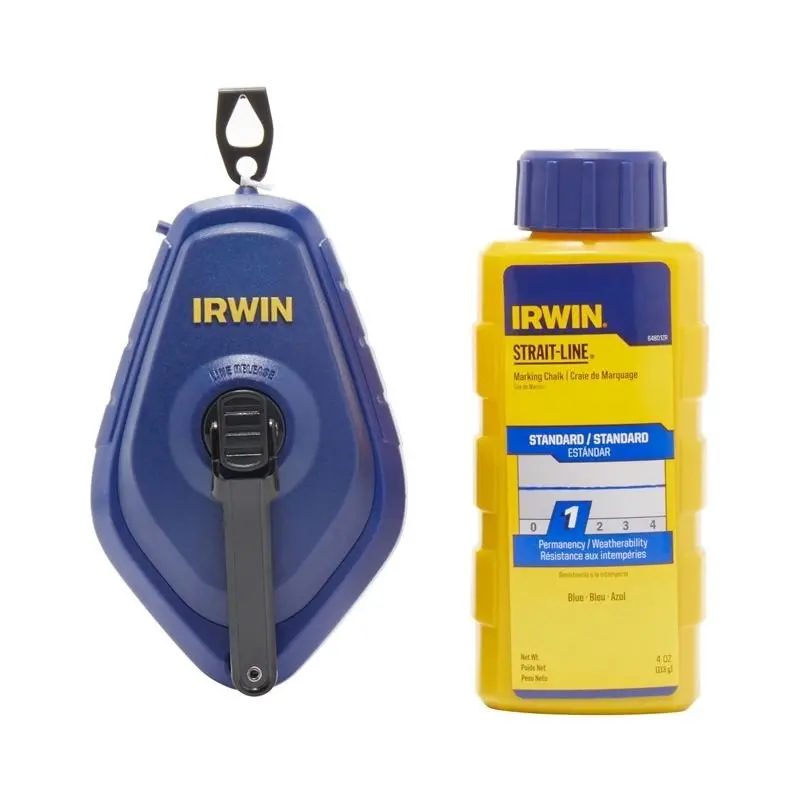 Irwin 100-Foot Blue Chalk Line Reel – Heavy-Duty Chalk Box With Snap-Line Mechanism 1