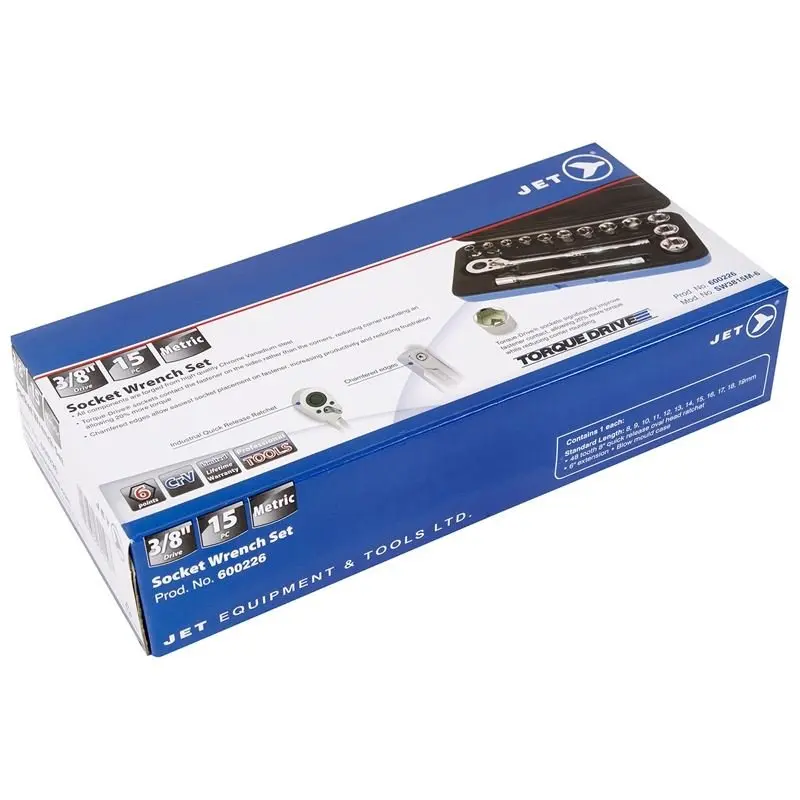 Jet 600226 15-Piece 3/8" Drive Metric 6-Point Socket Set 1