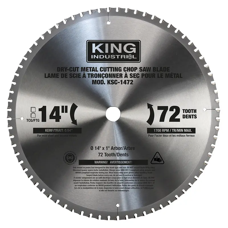 King Ksc-1472 14" 72-Tooth Chop Saw Blade – Precision Carbide-Tipped For Fine Cuts 1