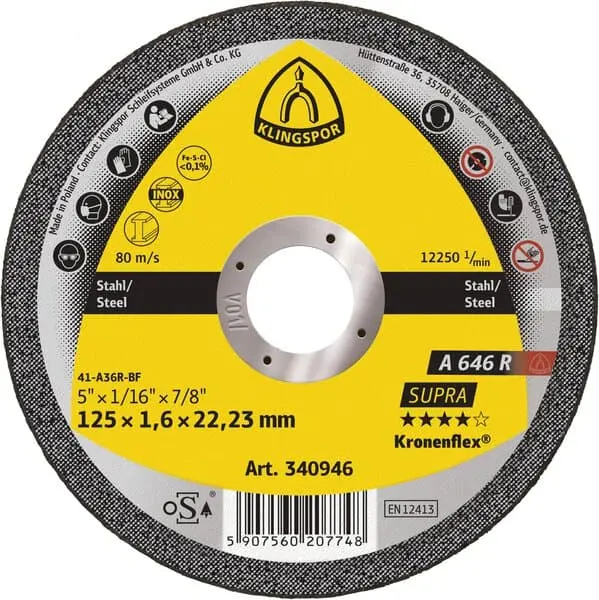 Klingspor 5" X 1/16" X 7/8" Steel Cut-Off Blade – Industrial-Grade Abrasive Wheel For Heavy-Duty Use 1