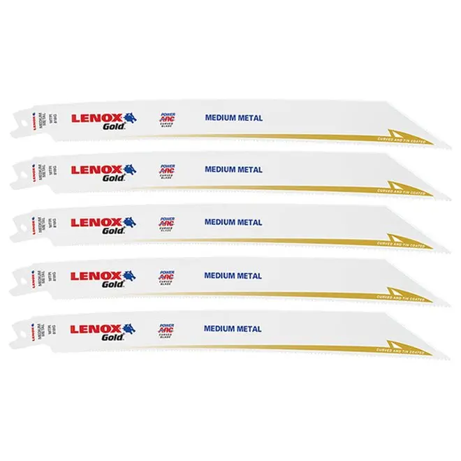 Lenox Gold Power Arc Curved 8-Inch Metal-Cutting Reciprocating Saw Blades — 18 Tpi, Pack Of 5 1