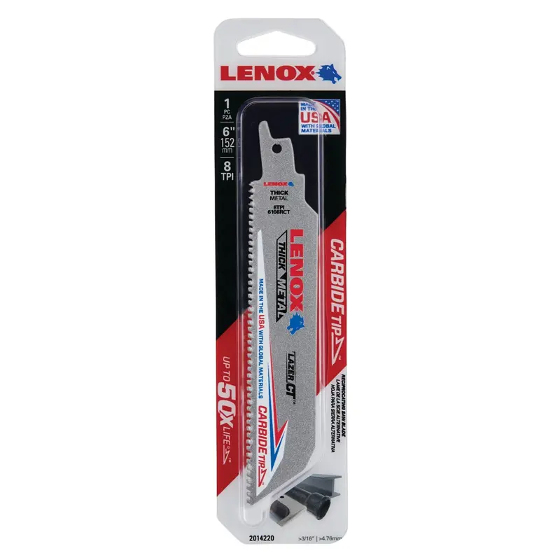 Lenox Lazer Ct™ Carbide-Tipped 6-Inch Reciprocating Saw Blade – 8 Tpi, Single Pack 1
