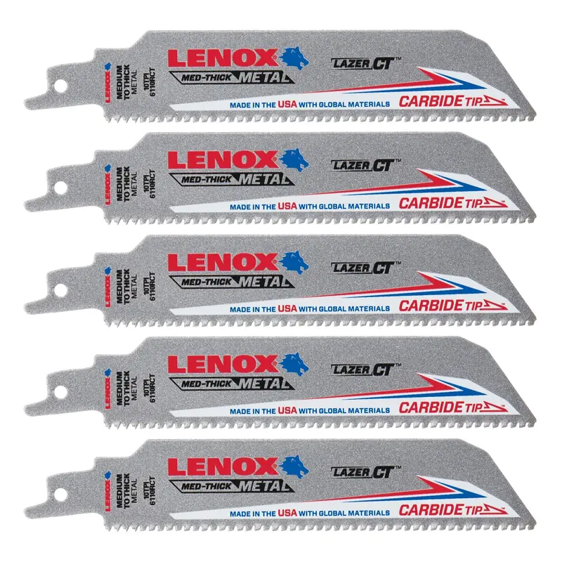 Lenox Lazer Ct™ Carbide-Tipped 6 X 1-Inch Reciprocating Saw Blades – 10 Tpi, 5-Pack 1