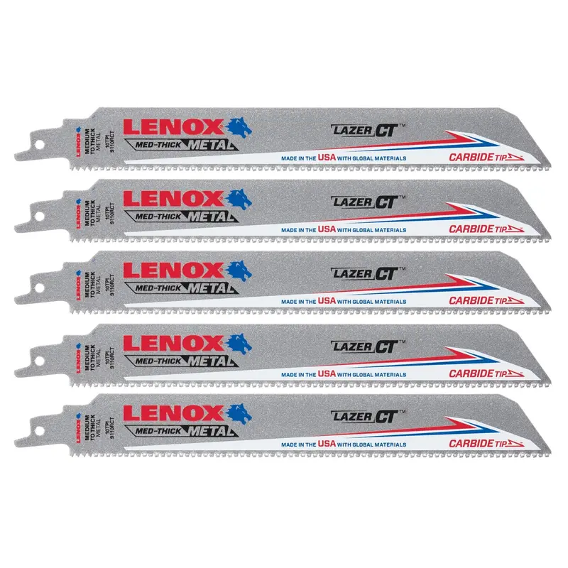Lenox Lazer Ct™ Carbide-Tipped 9 X 1-Inch Reciprocating Saw Blades – 10 Tpi, 5-Pack 1