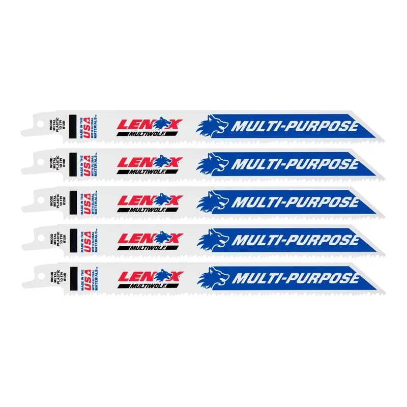Lenox Multiwolf Wave Edge 8-Inch Reciprocating Saw Blades — 10 Tpi, Pack Of 5 1